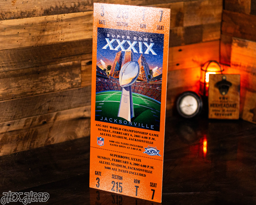 New England Patriots Super Bowl XXXIX Ticket Stub Single Layer Metal Wall Art