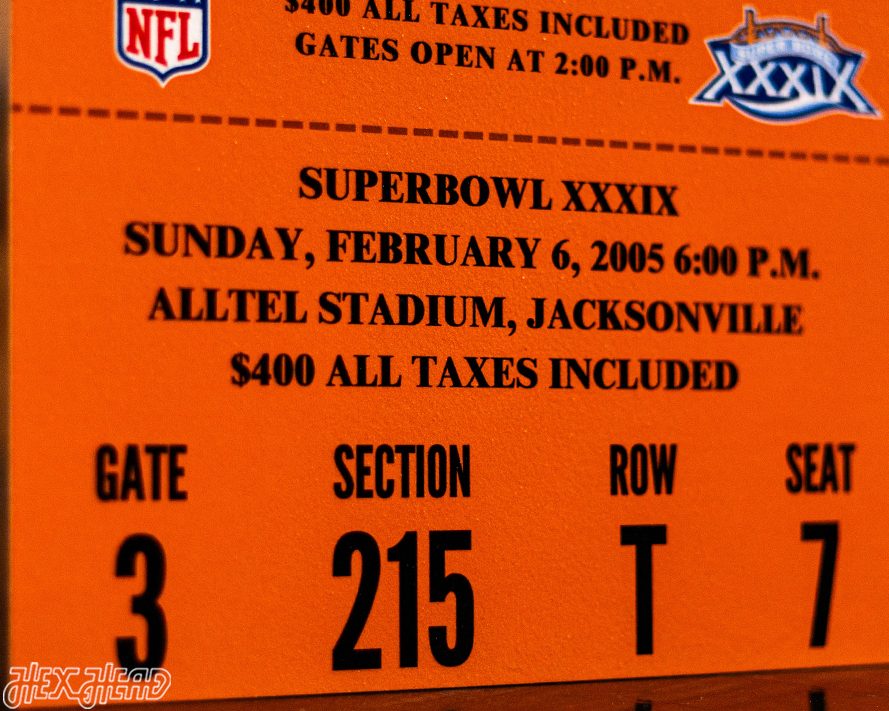 New England Patriots Super Bowl XXXIX Ticket Stub Single Layer Metal Wall Art