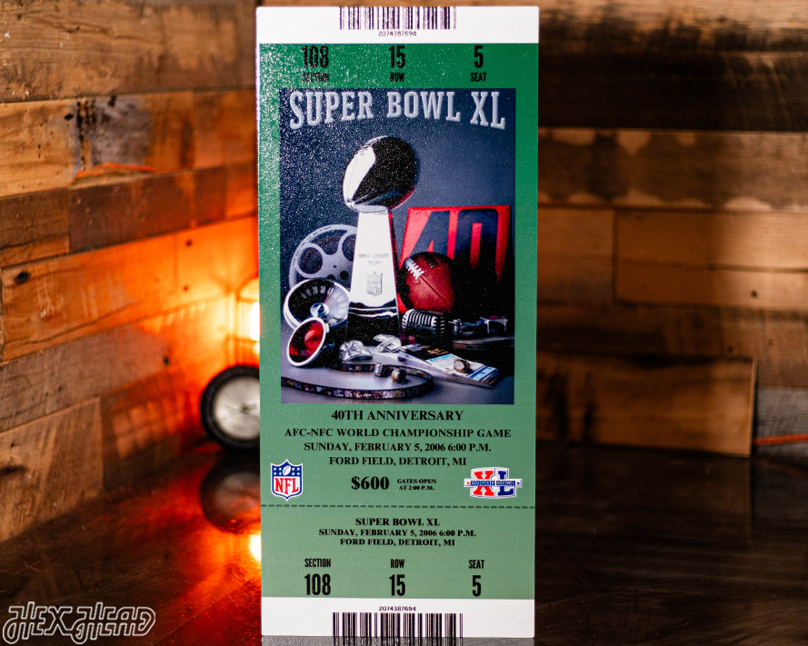 Pittsburgh Steelers Personalized Super Bowl XL Ticket Stub Single Layer Metal Wall Art