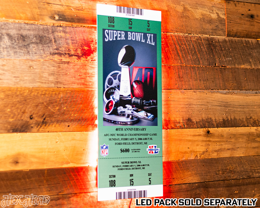 Pittsburgh Steelers Personalized Super Bowl XL Ticket Stub Single Layer Metal Wall Art