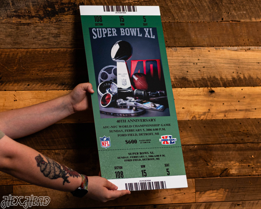 Pittsburgh Steelers Personalized Super Bowl XL Ticket Stub Single Layer Metal Wall Art