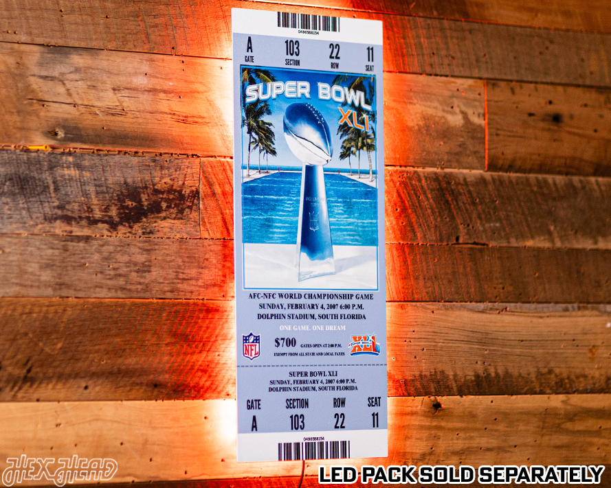 Indianapolis Colts Super Bowl XLI Ticket Stub Single Layer Metal Wall Art