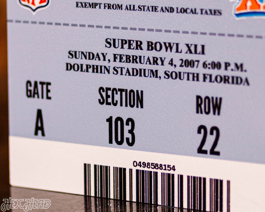 Indianapolis Colts Personalized Super Bowl XLI Ticket Stub Single Layer Metal Wall Art