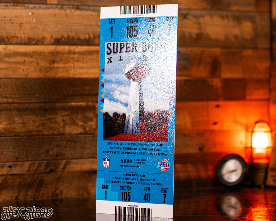New York Giants Personalized Super Bowl XLII Ticket Stub Single Layer Metal Wall Art