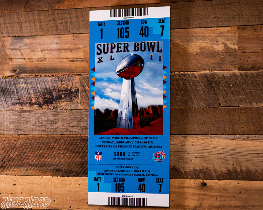 New York Giants Super Bowl XLII Ticket Stub Single Layer Metal Wall Art