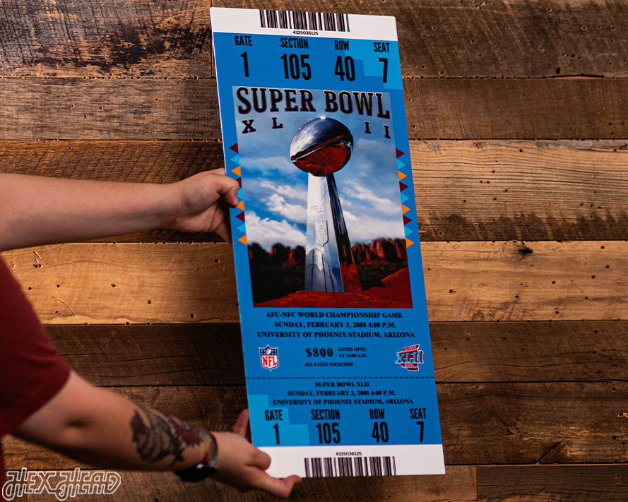 New York Giants Personalized Super Bowl XLII Ticket Stub Single Layer Metal Wall Art