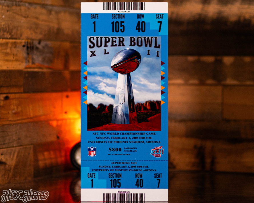 New York Giants Personalized Super Bowl XLII Ticket Stub Single Layer Metal Wall Art