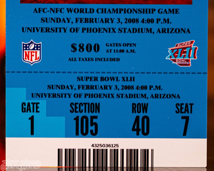 New York Giants Personalized Super Bowl XLII Ticket Stub Single Layer Metal Wall Art