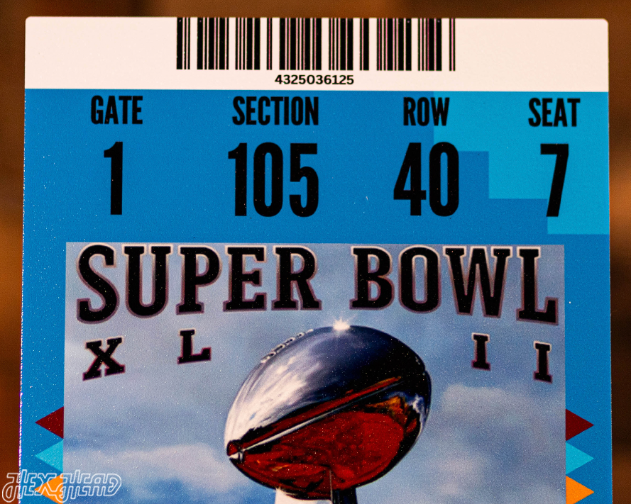 New York Giants Super Bowl XLII Ticket Stub Single Layer Metal Wall Art