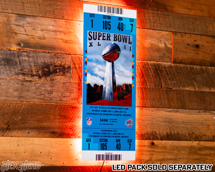 New York Giants Personalized Super Bowl XLII Ticket Stub Single Layer Metal Wall Art