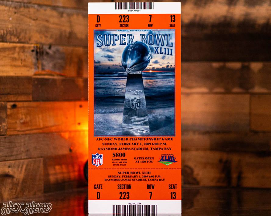 Pittsburgh Steelers Personalized Super Bowl XLIII Ticket Stub Single Layer Metal Wall Art