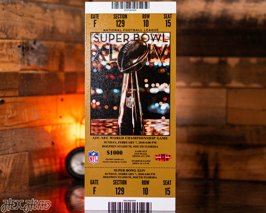 New Orleans Saints Super Bowl XLIV Ticket Stub Single Layer Metal Wall Art