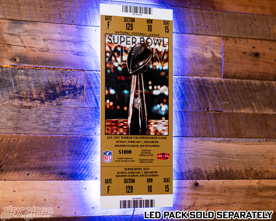 New Orleans Saints Super Bowl XLIV Ticket Stub Single Layer Metal Wall Art