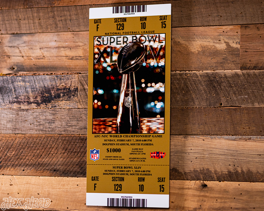 New Orleans Saints Super Bowl XLIV Ticket Stub Single Layer Metal Wall Art