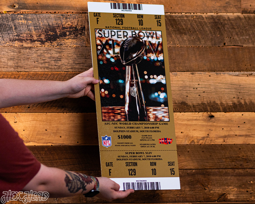 New Orleans Saints Super Bowl XLIV Ticket Stub Single Layer Metal Wall Art