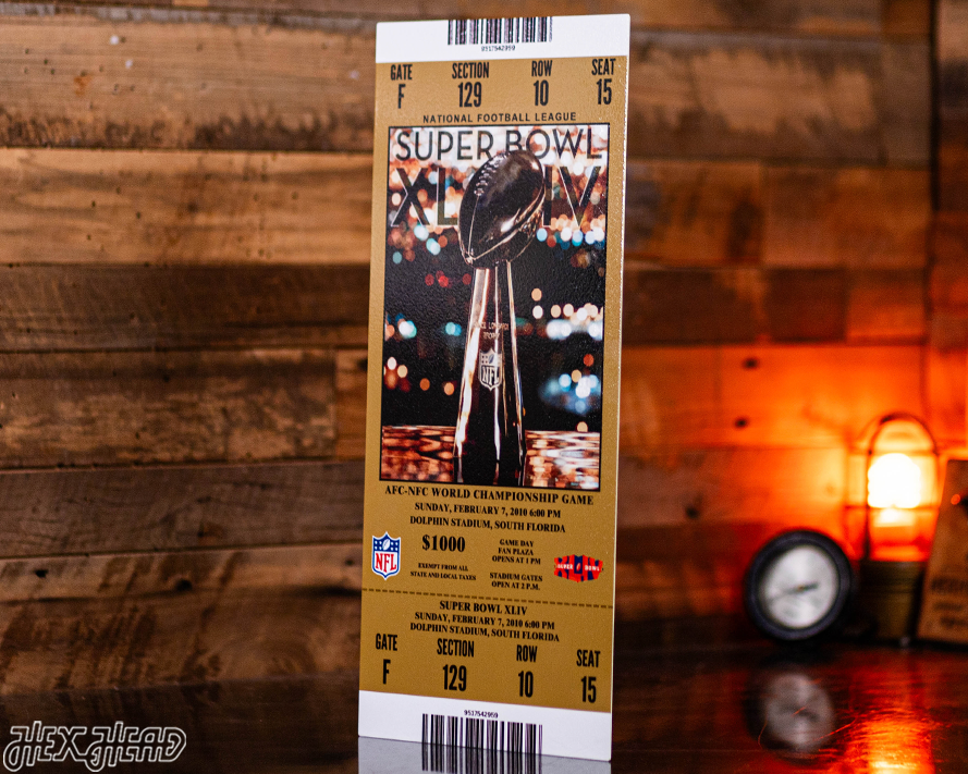 New Orleans Saints Super Bowl XLIV Ticket Stub Single Layer Metal Wall Art