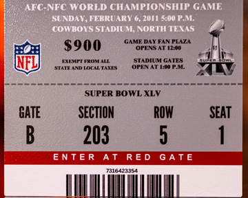 Green Bay Packers Super Bowl XLV Ticket Stub Single Layer Metal Wall Art