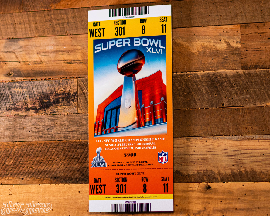 New York Giants Super Bowl XLVI Ticket Stub Single Layer Metal Wall Art