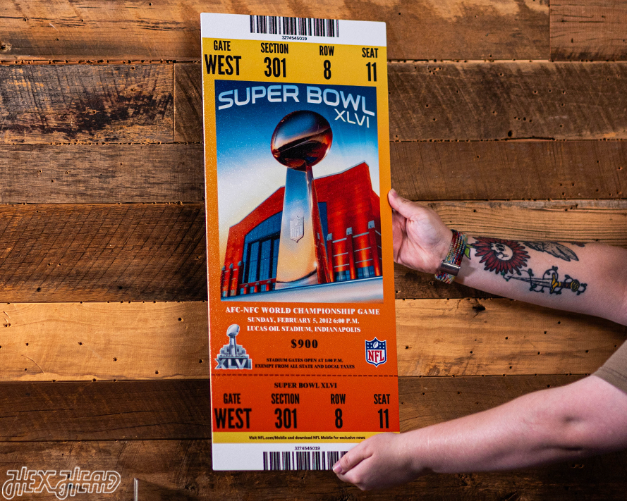 New York Giants Super Bowl XLVI Ticket Stub Single Layer Metal Wall Art