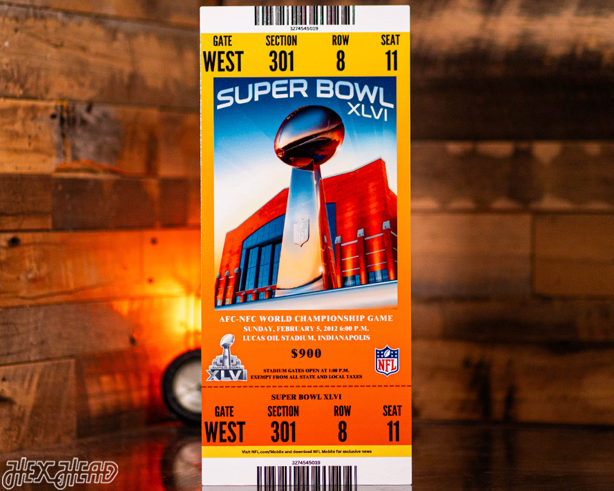 New York Giants Super Bowl XLVI Ticket Stub Single Layer Metal Wall Art
