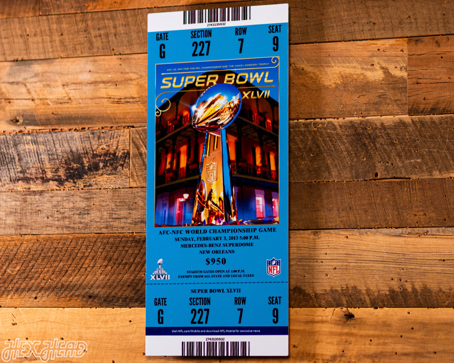 Baltimore Ravens Super Bowl XLVII Ticket Stub Single Layer Metal Wall Art