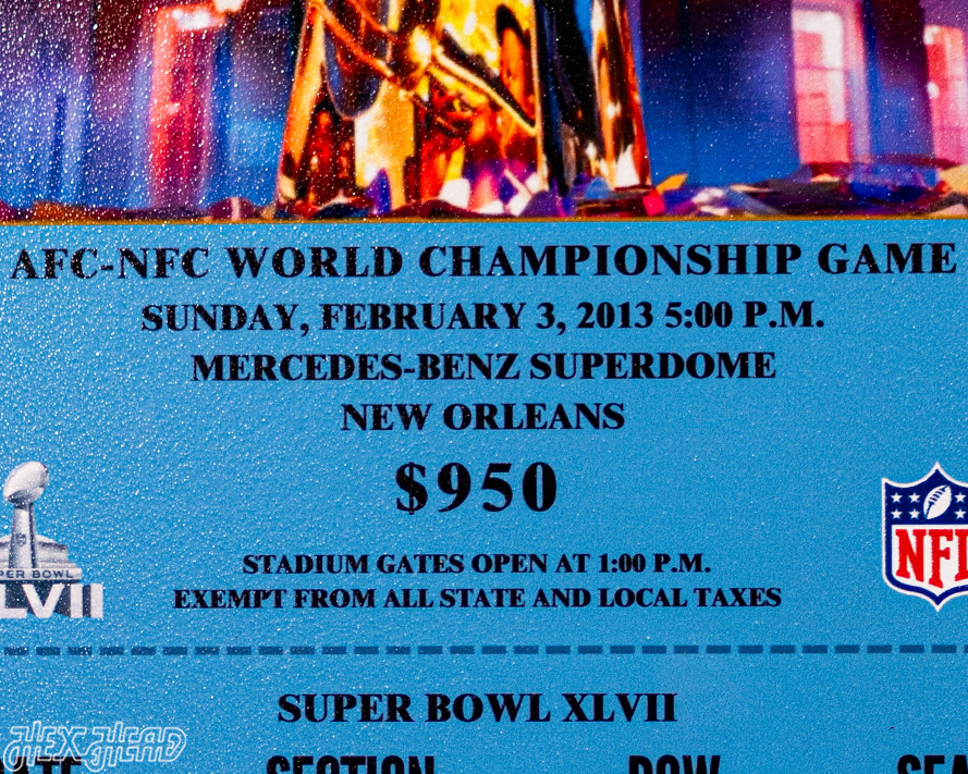 Baltimore Ravens Personalized Super Bowl XLVII Ticket Stub Single Layer Metal Wall Art
