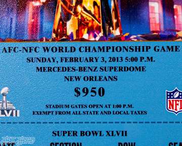 Baltimore Ravens Personalized Super Bowl XLVII Ticket Stub Single Layer Metal Wall Art