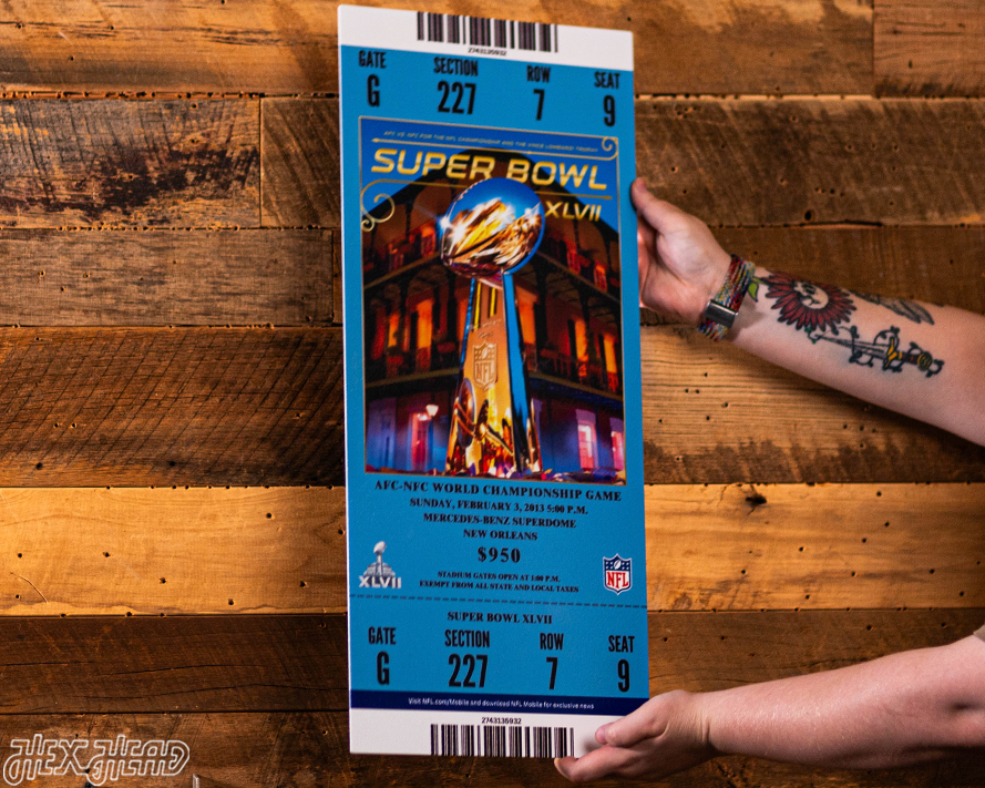 Baltimore Ravens Super Bowl XLVII Ticket Stub Single Layer Metal Wall Art