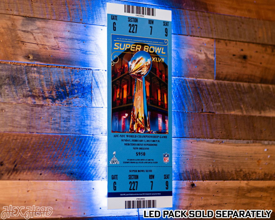 Baltimore Ravens Personalized Super Bowl XLVII Ticket Stub Single Layer Metal Wall Art