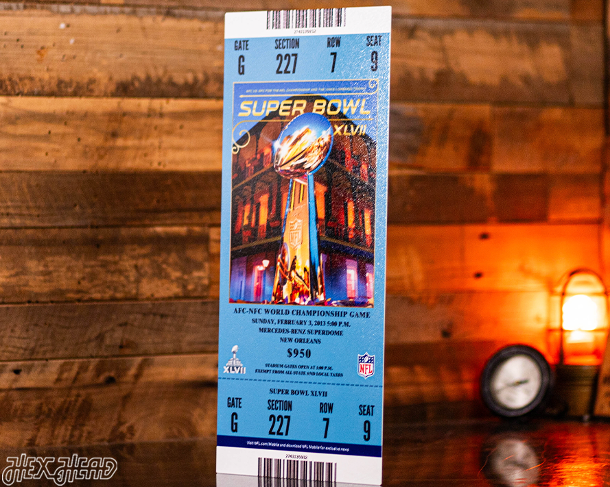 Baltimore Ravens Personalized Super Bowl XLVII Ticket Stub Single Layer Metal Wall Art