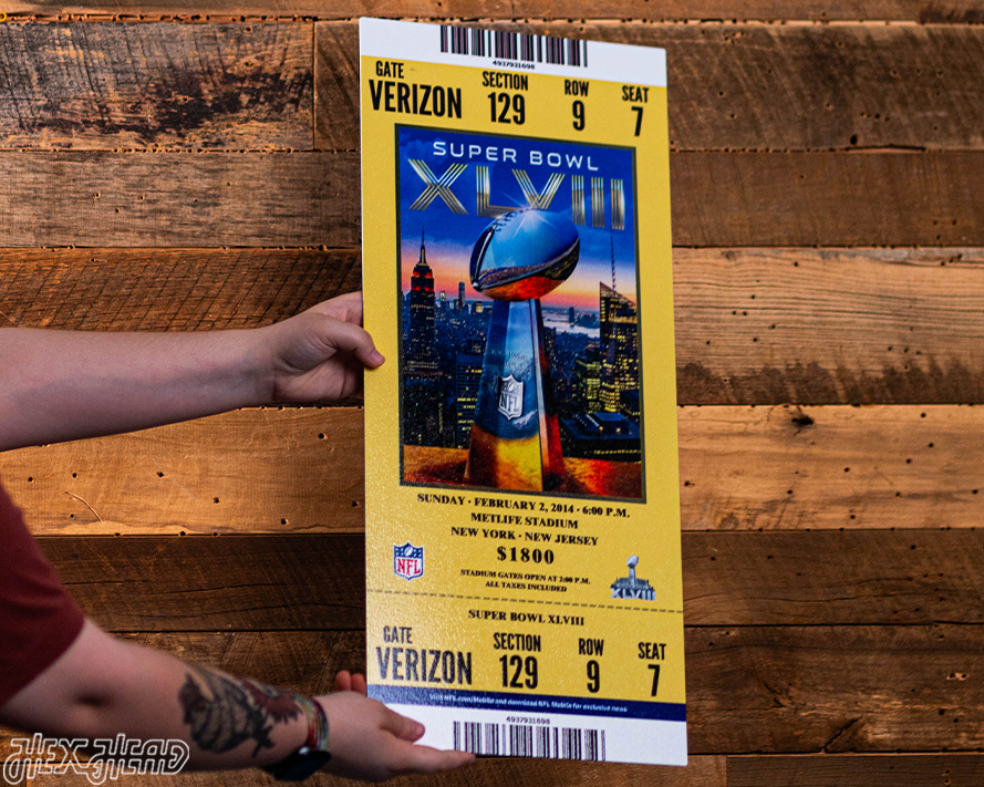 Seattle Seahawks Super Bowl XLVIII Ticket Stub Single Layer Metal Wall Art