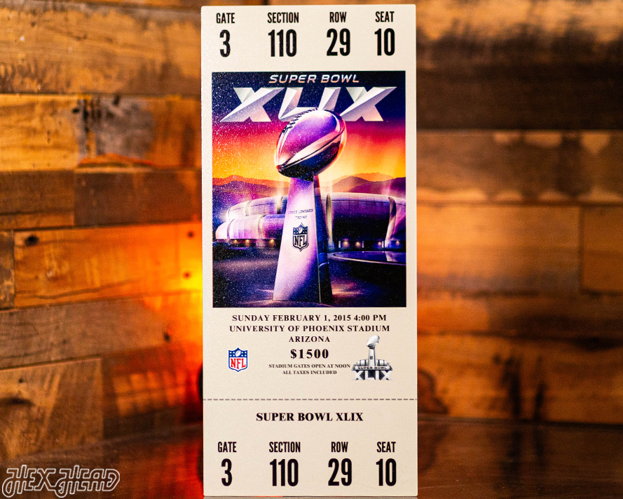 New England Patriots Super Bowl XLIX Ticket Stub Single Layer Metal Wall Art