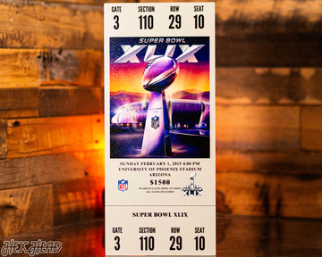 New England Patriots Super Bowl XLIX Ticket Stub Single Layer Metal Wall Art