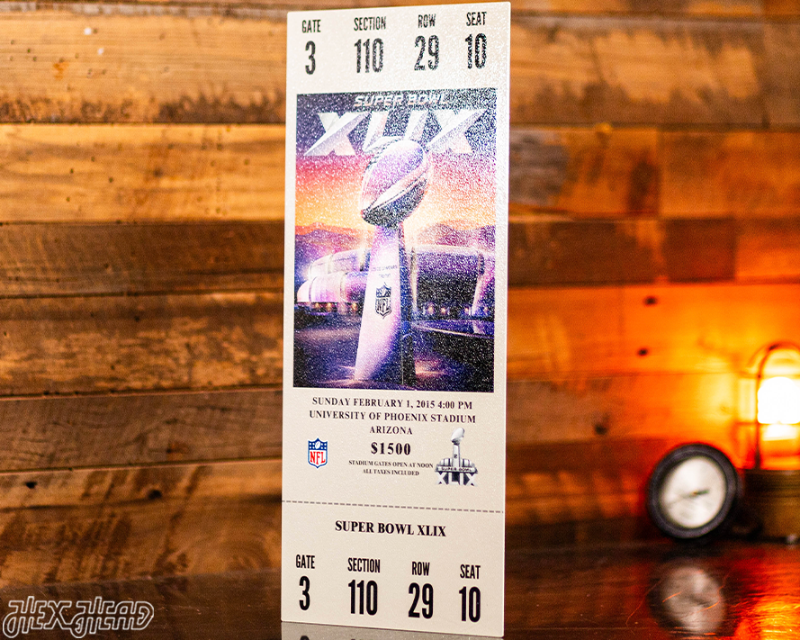 New England Patriots Super Bowl XLIX Ticket Stub Single Layer Metal Wall Art