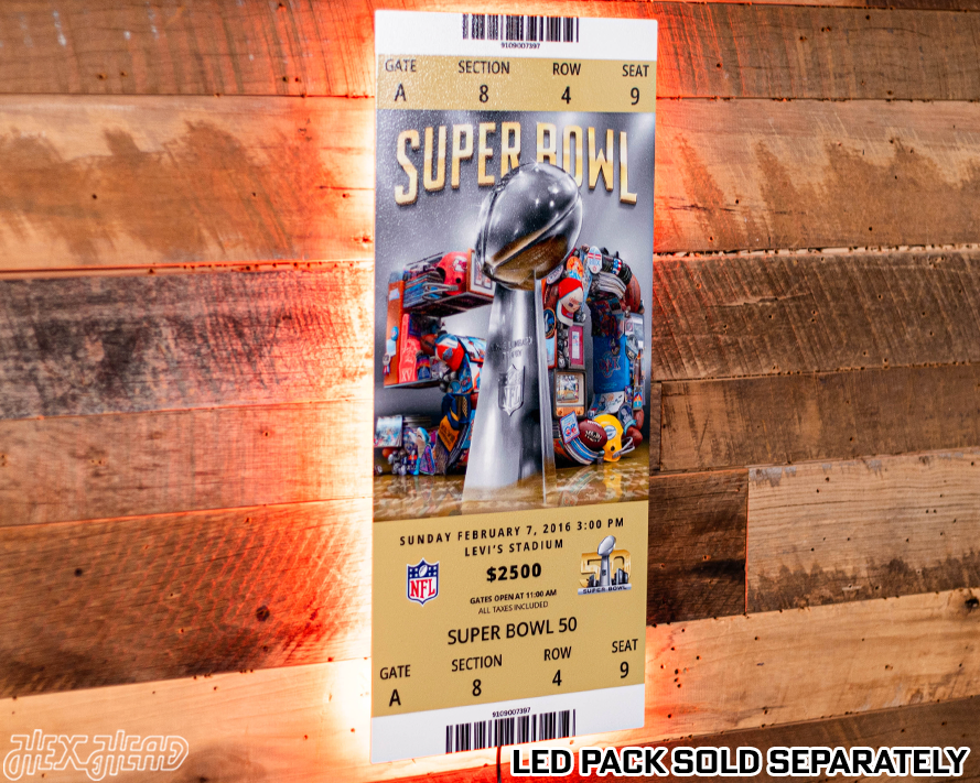 Denver Broncos Super Bowl 50 Ticket Stub Single Layer Metal Wall Art