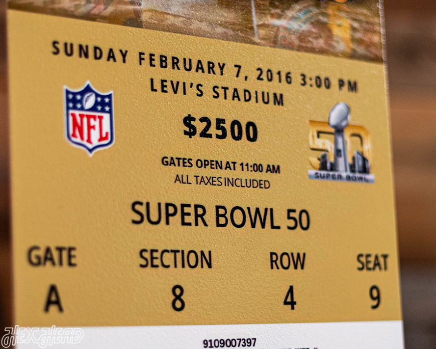 Denver Broncos Super Bowl 50 Ticket Stub Single Layer Metal Wall Art