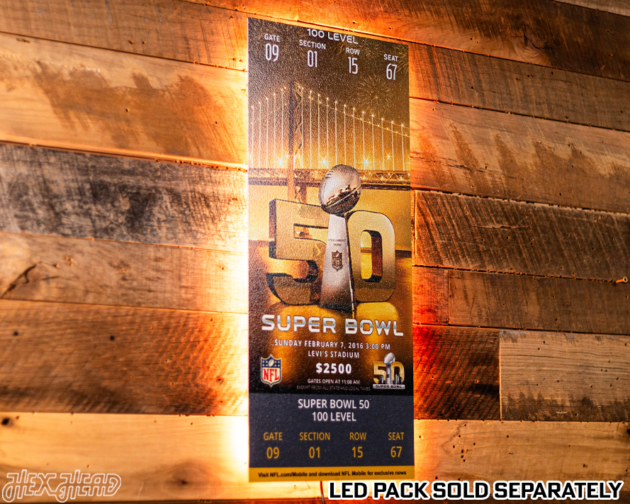 Denver Broncos Super Bowl 50 Ticket Stub Single Layer Metal Wall Art