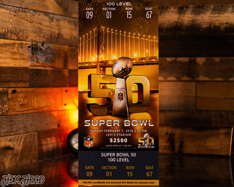 Denver Broncos Super Bowl 50 Ticket Stub Single Layer Metal Wall Art
