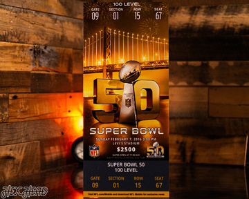 Denver Broncos Super Bowl 50 Ticket Stub Single Layer Metal Wall Art