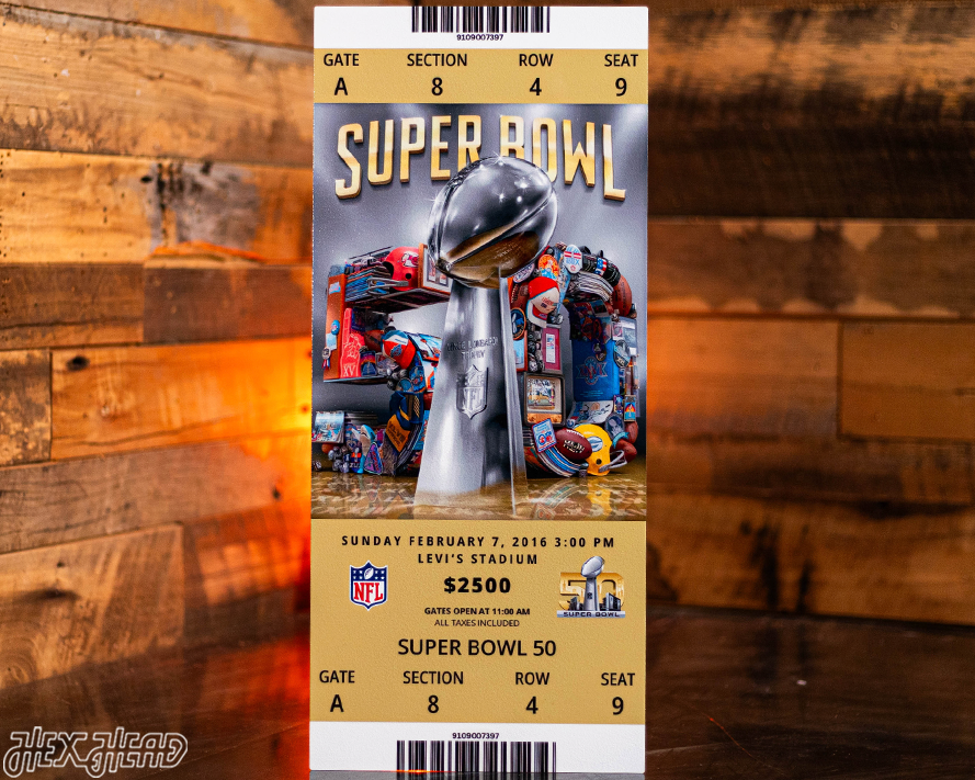 Denver Broncos Super Bowl 50 Ticket Stub Single Layer Metal Wall Art
