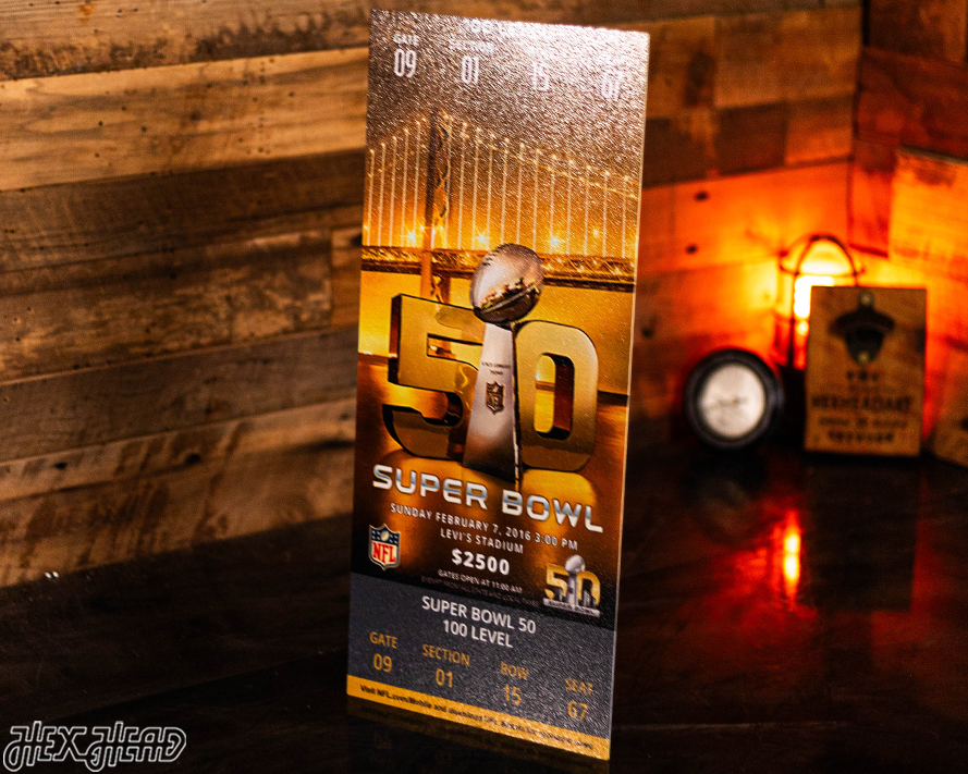 Denver Broncos Super Bowl 50 Ticket Stub Single Layer Metal Wall Art