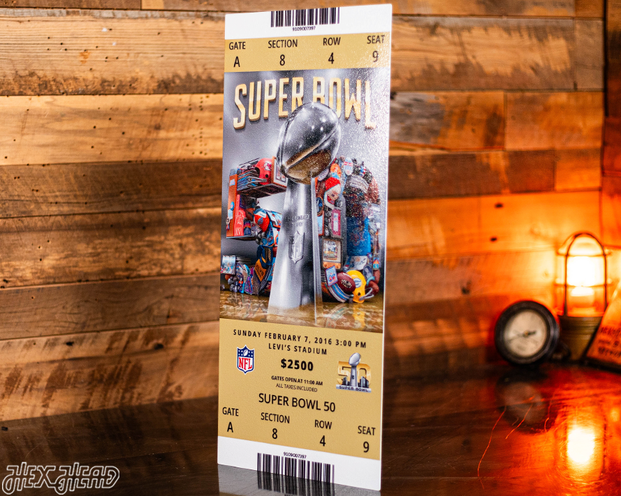 Denver Broncos Super Bowl 50 Ticket Stub Single Layer Metal Wall Art