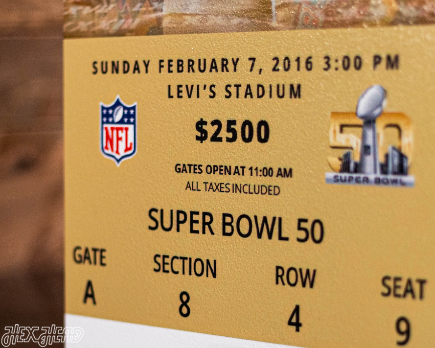Denver Broncos Super Bowl 50 Ticket Stub Single Layer Metal Wall Art