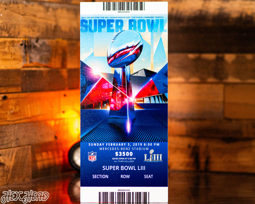 New England Patriots Super Bowl LIII Ticket Stub Single Layer Metal Wall Art