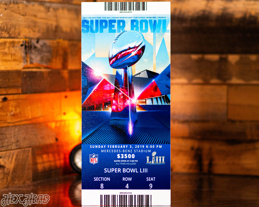 New England Patriots Super Bowl LIII Ticket Stub Single Layer Metal Wall Art