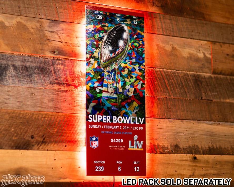 Tampa Bay Buccaneers Personalized Super Bowl LV Ticket Stub Single Layer Metal Wall Art