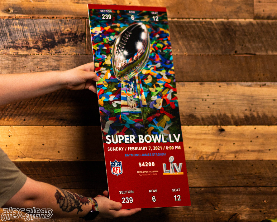 Tampa Bay Buccaneers Personalized Super Bowl LV Ticket Stub Single Layer Metal Wall Art