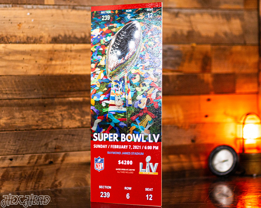 Tampa Bay Buccaneers Personalized Super Bowl LV Ticket Stub Single Layer Metal Wall Art