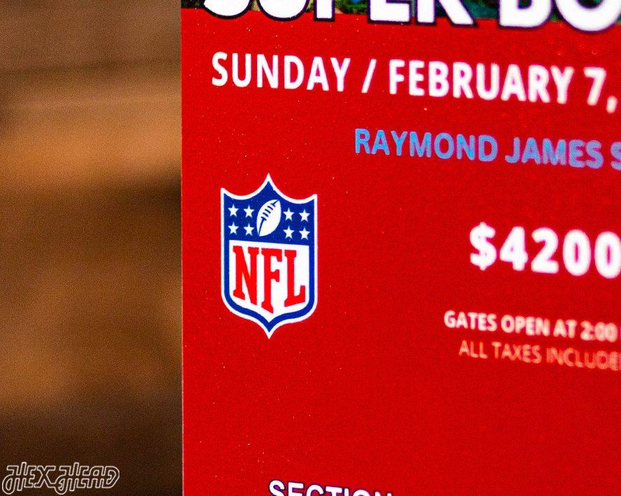 Tampa Bay Buccaneers Personalized Super Bowl LV Ticket Stub Single Layer Metal Wall Art
