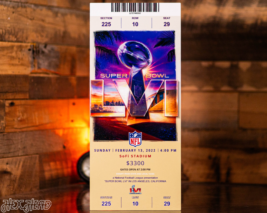 Los Angeles Rams Super Bowl LVI Ticket Stub Single Layer Metal Wall Ar